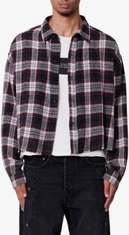 mnml Washed Crop Flannel Button-Up Shirt
