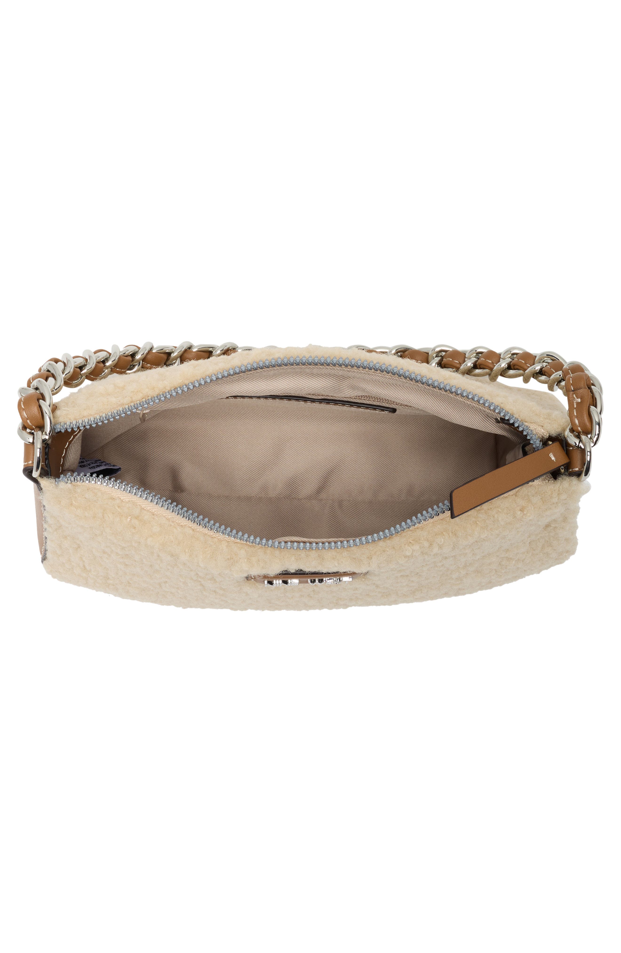 Jace Faux Leather & Faux Shearling Shoulder Bag, Alternate, color, BEIGE
