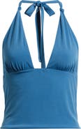 Bella Venice Jade Knit Plunge Halter Neck Top