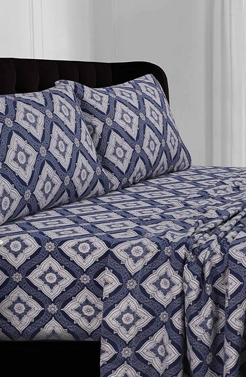 Damask Cotton Flannel Sheet Set