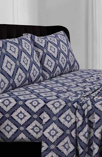 AZORES HOME Damask Cotton Flannel Sheet Set