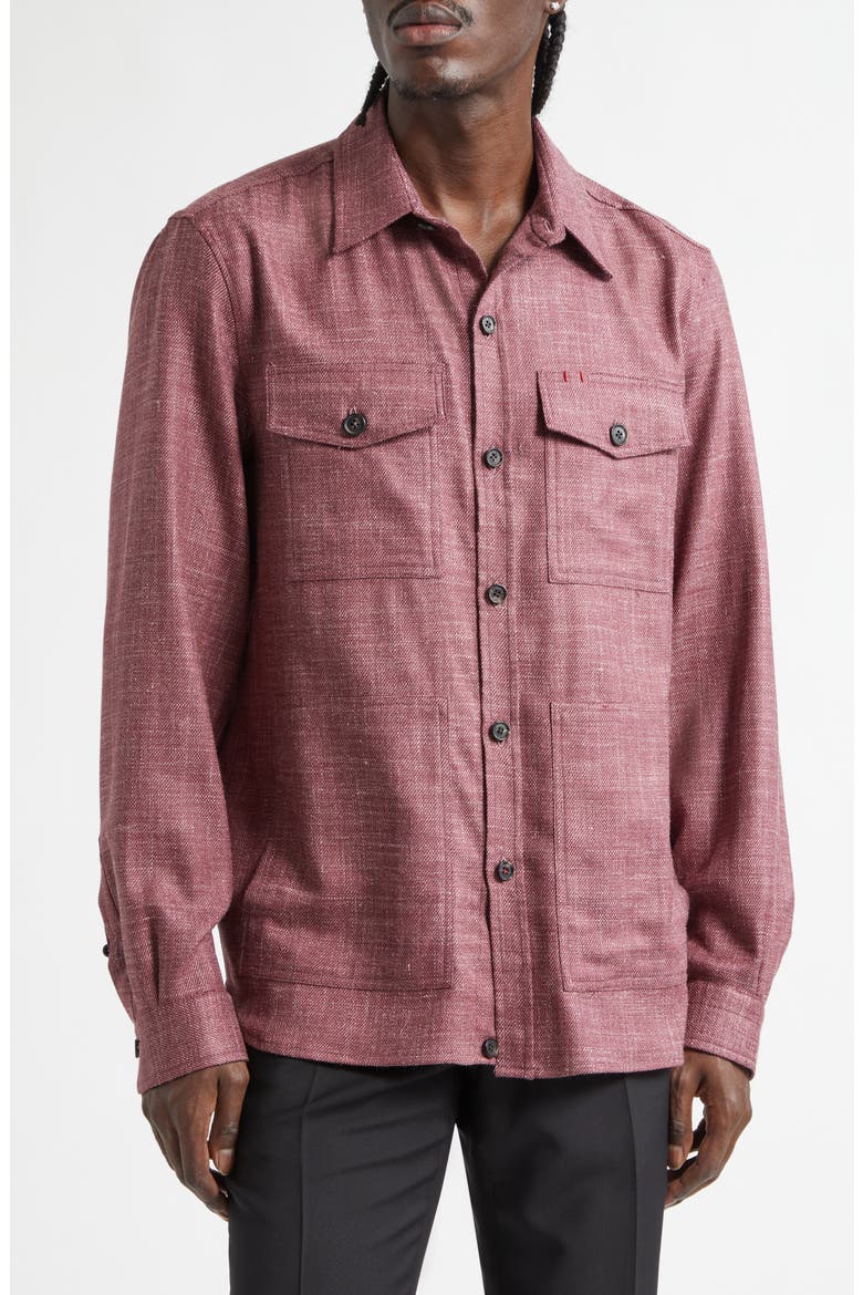 The Wool & Silk Blend Overshirt, Main, color, DARK RED