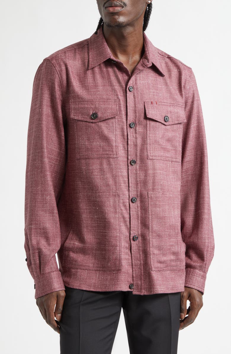 ISAIA The Wool & Silk Blend Overshirt, Main, color, Dark Red
