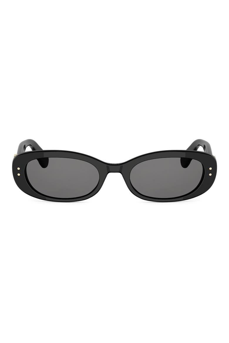 DiorOblique B1I 52mm Oval Sunglasses, Main, color, SHINY BLACK / SMOKE