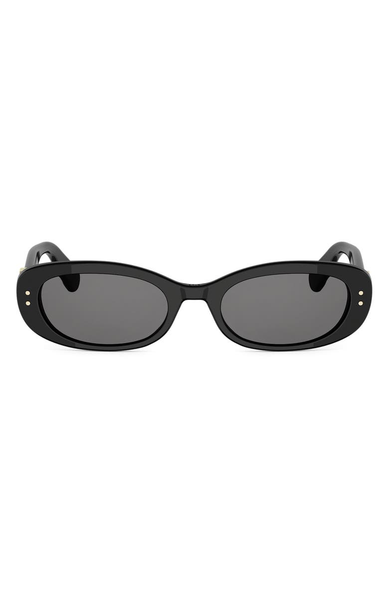 DIOR Oblique B1I 52mm Oval Sunglasses, Main, color, Shiny Black / Smoke