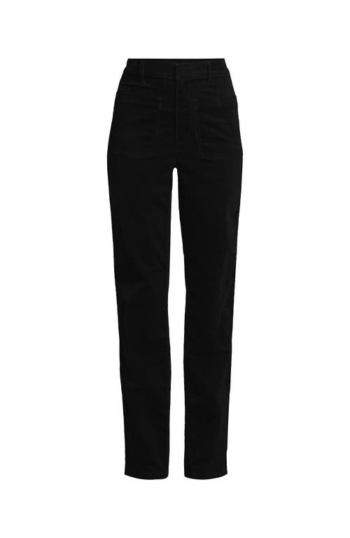 Lands' End Plus Size Corduroy High Rise Rail Straight Leg Pants In Black