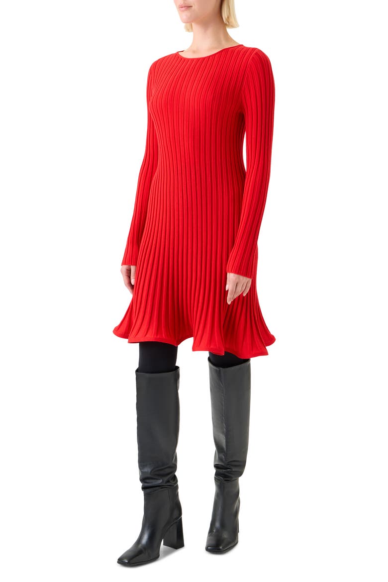 Long Sleeve Ribbed Sweater Dress, Alternate, color, VERMILLION