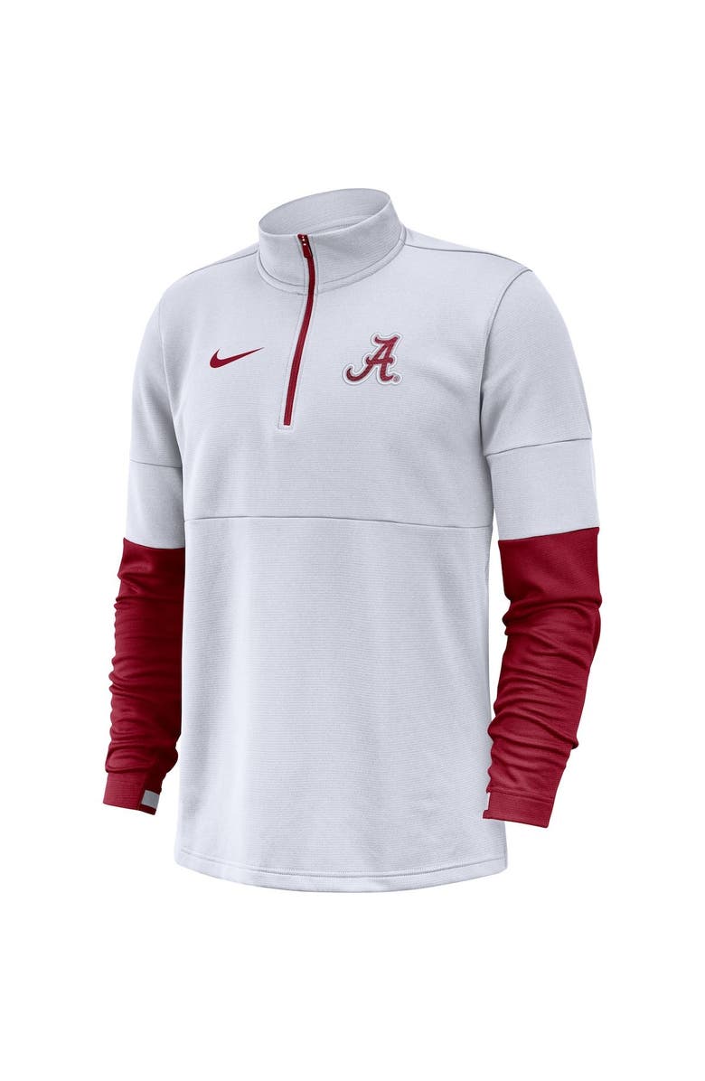 Nike Men's Nike White Alabama Crimson Tide Coaches Quarter-Zip Pullover Jacket, Alternate, color, 