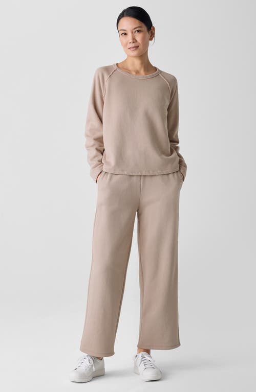 Eileen Fisher Organic Cotton French Terry Box Top In Wheat In Wheat