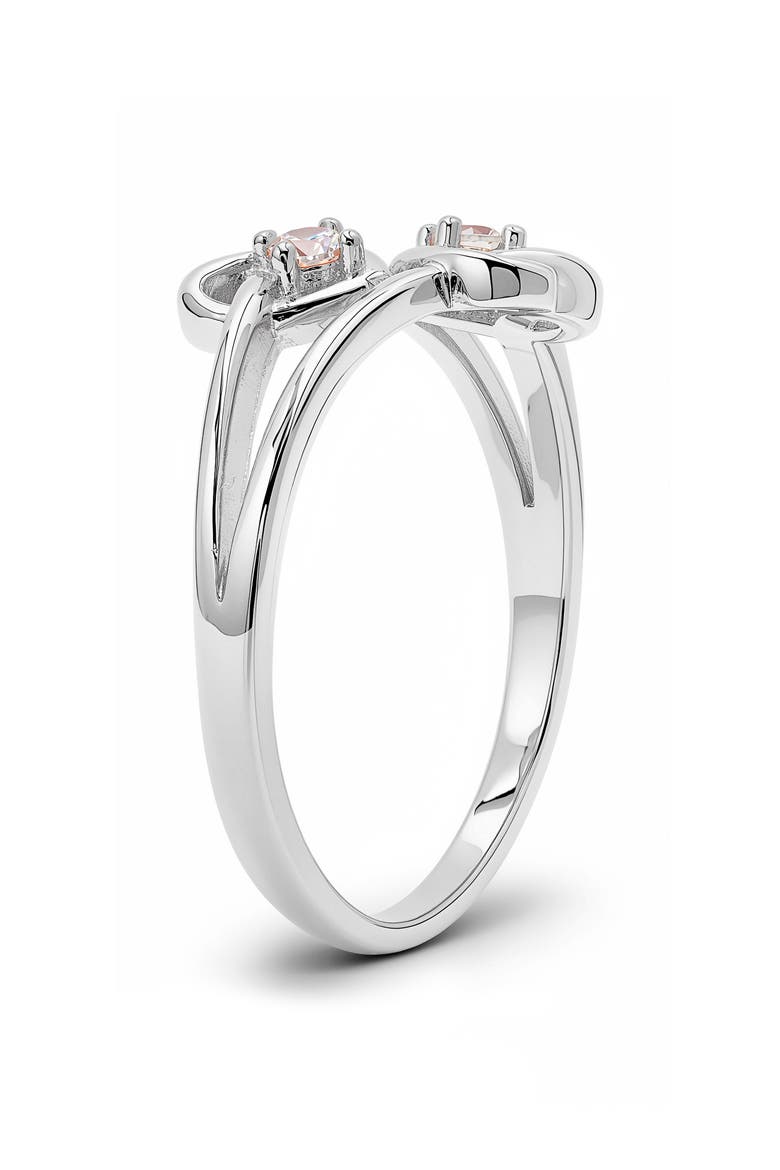 Cubic Zirconia Double Heart Ring, Alternate, color, SILVER