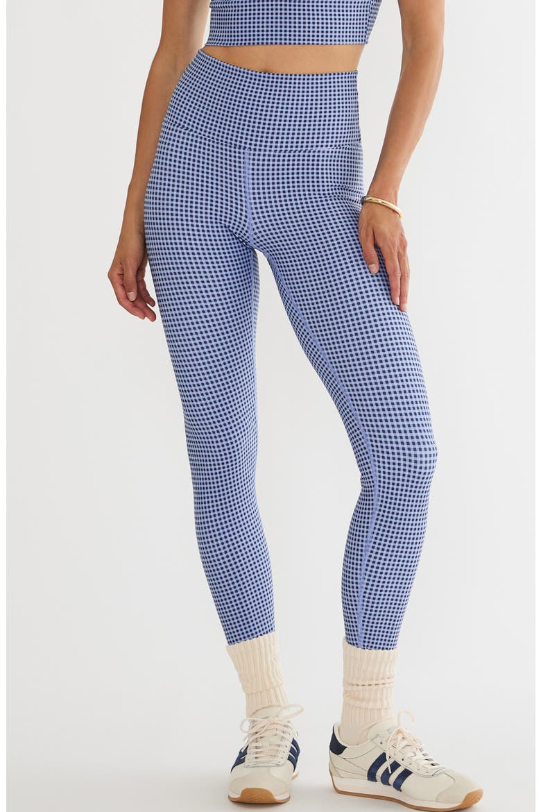 Piper High Waist Gingham Leggings, Main, color, BLUE GINGHAM