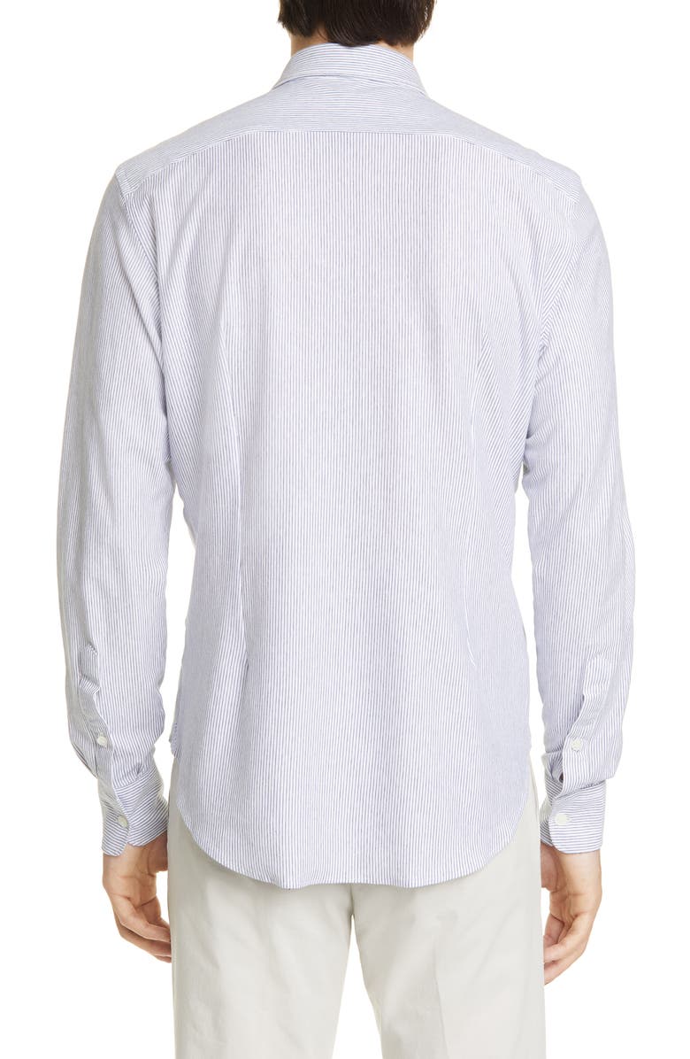 Eleventy Slim Fit Pinstripe Jersey Button-Up Shirt, Alternate, color,