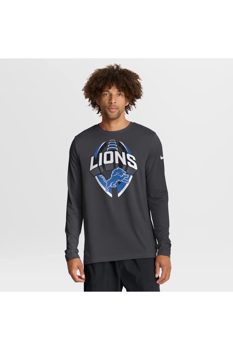 Men's Nike Anthracite Detroit Lions Primetime Legend Icon Performance Long Sleeve T-Shirt, Main, color, Anthracite
