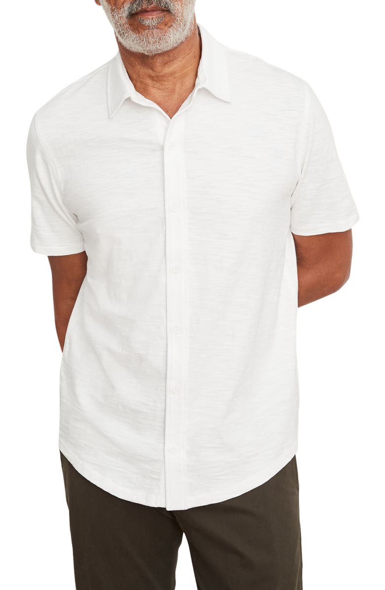 Vince Short Sleeve Cotton Slub Button-Up Shirt, Main, color, 