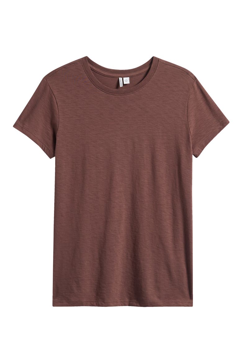 Pima Cotton Slub Crewneck T-Shirt, Main, color, BROWN ROAST