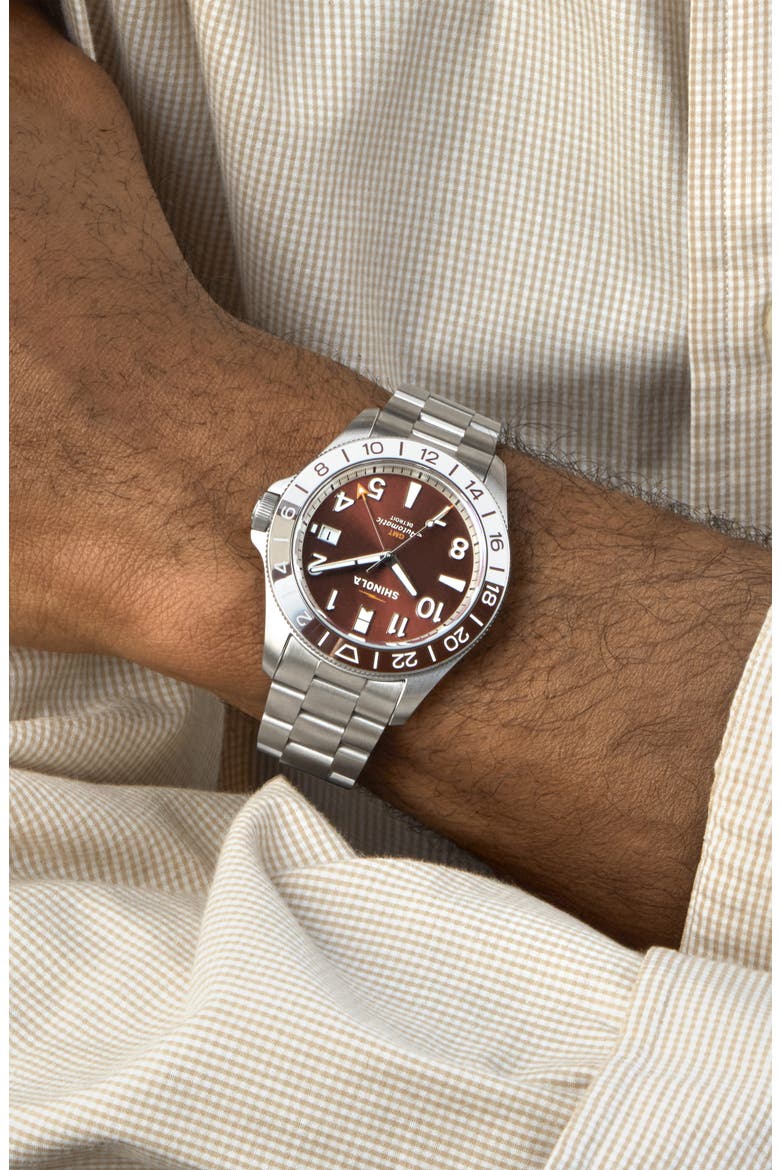 Monster GMT Automatic Watch Gift Set, 40mm, Alternate, color, WHISKEY BROWN