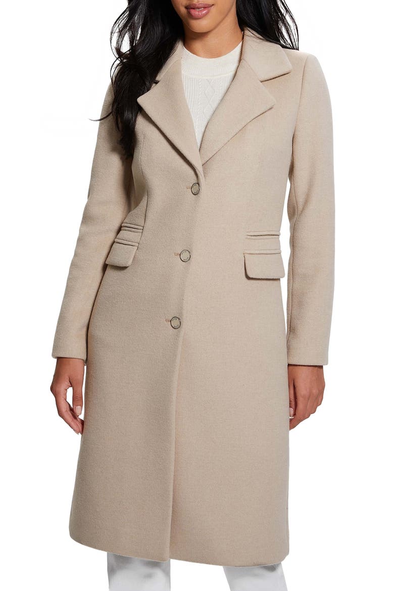 New Laurence Coat with Detachable Faux Fur Collar, Main, color, BROWN