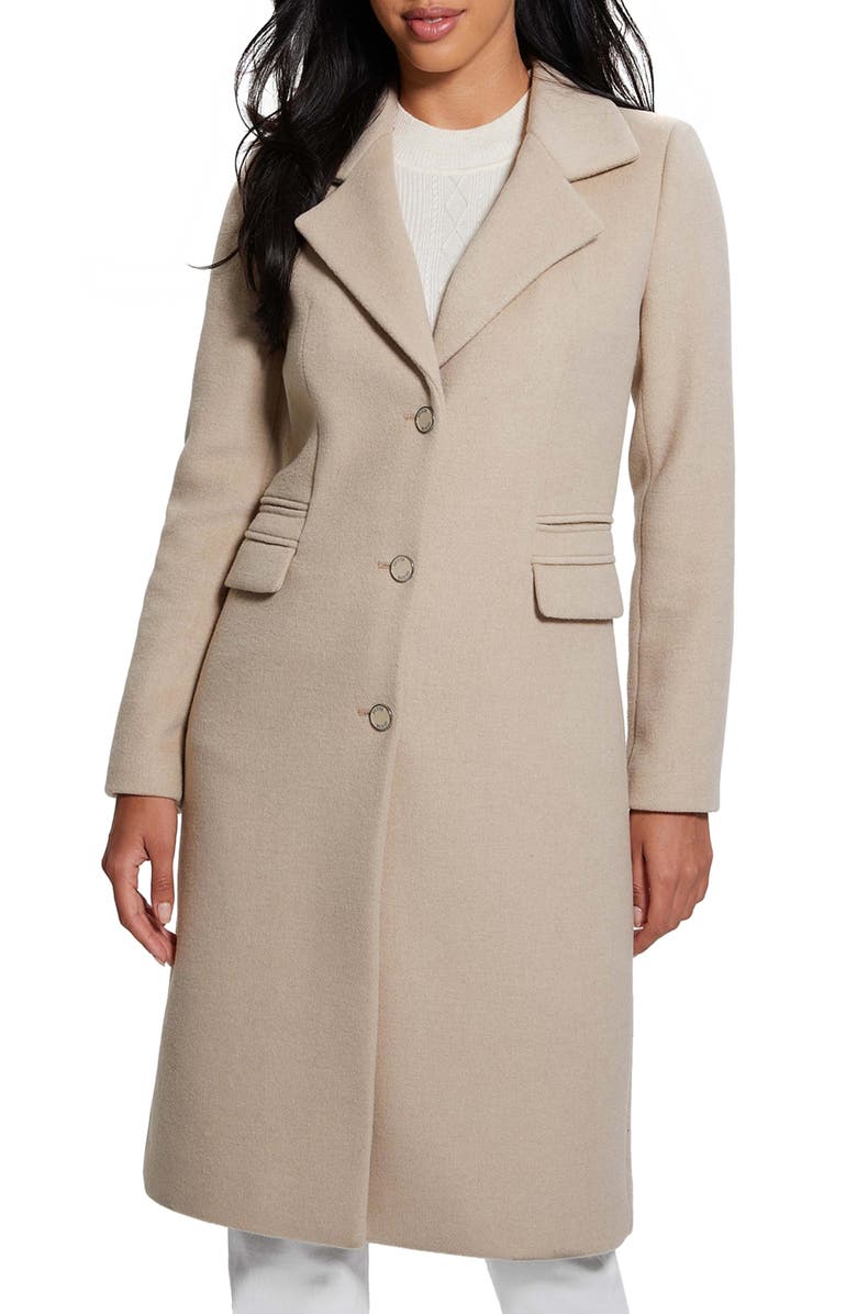 GUESS New Laurence Coat with Detachable Faux Fur Collar, Main, color, Brown