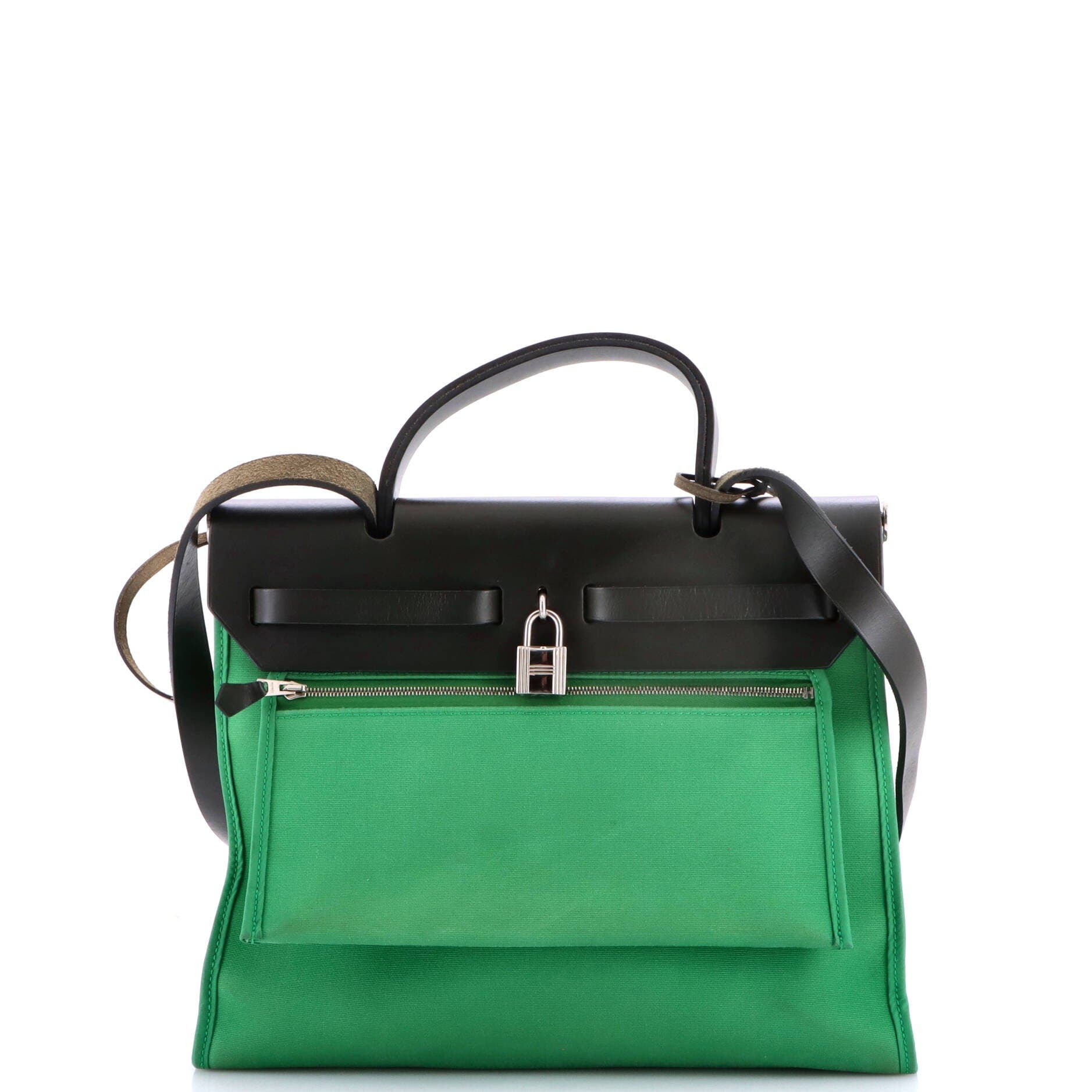 Herbag Zip Leather and Toile 31, Alternate, color, Green