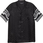 Dolce&Gabbana Logo Jacquard Bandana Print Silk Camp Shirt