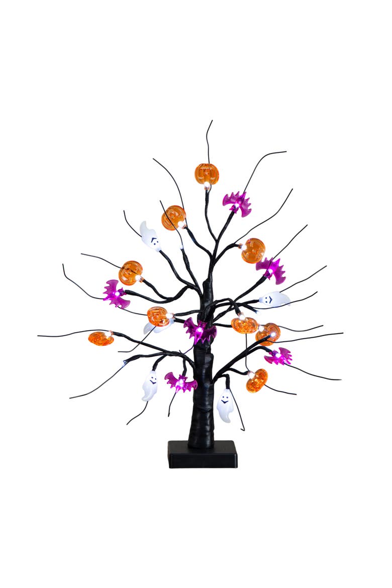 18-in Pre-Lit Artificial Halloween Ghost, Bats & Pumpkins 24 LED Lighted Ornament Tree, Main, color, Black