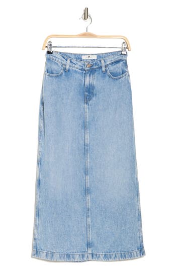 Shop 7 For All Mankind Denim Midi Skirt In Abyss