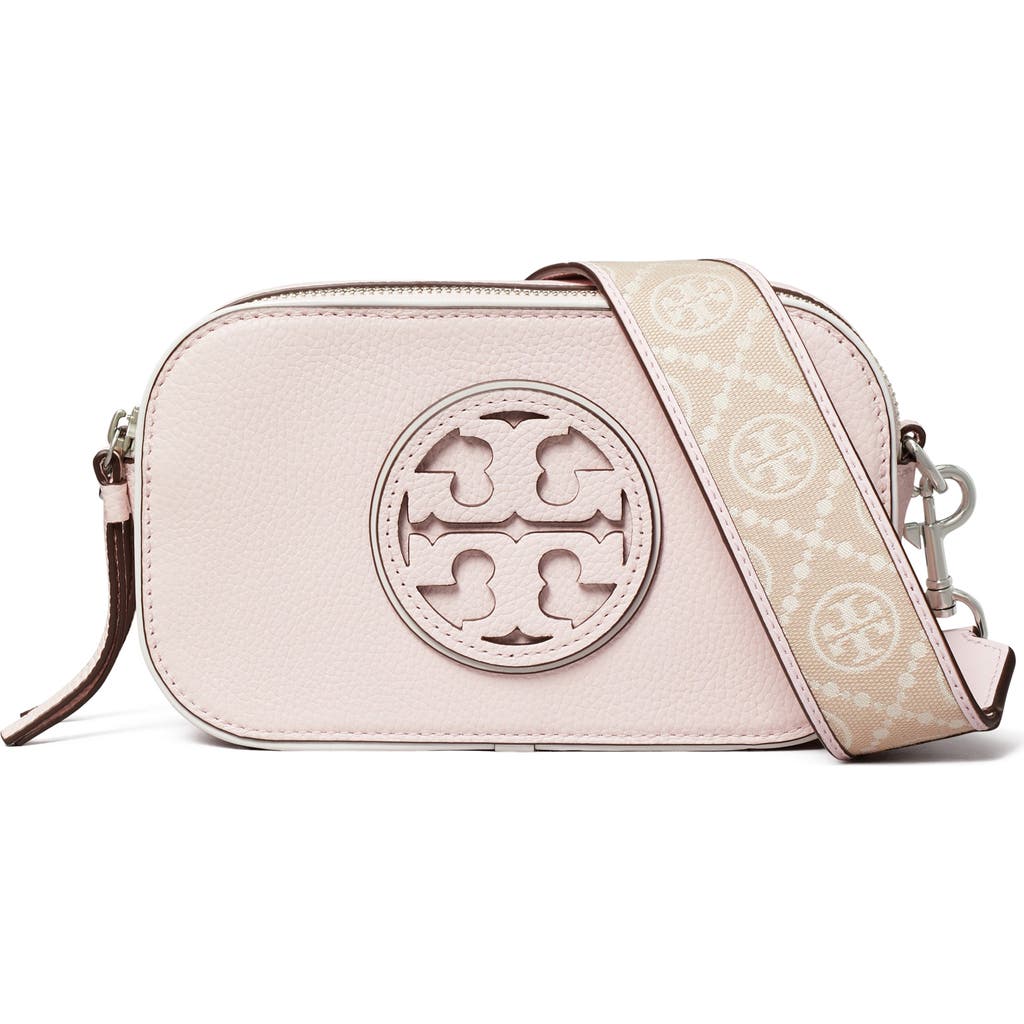 Tory Burch Miller Patent Border Mini Crossbody Bag Pale Pink In Pink