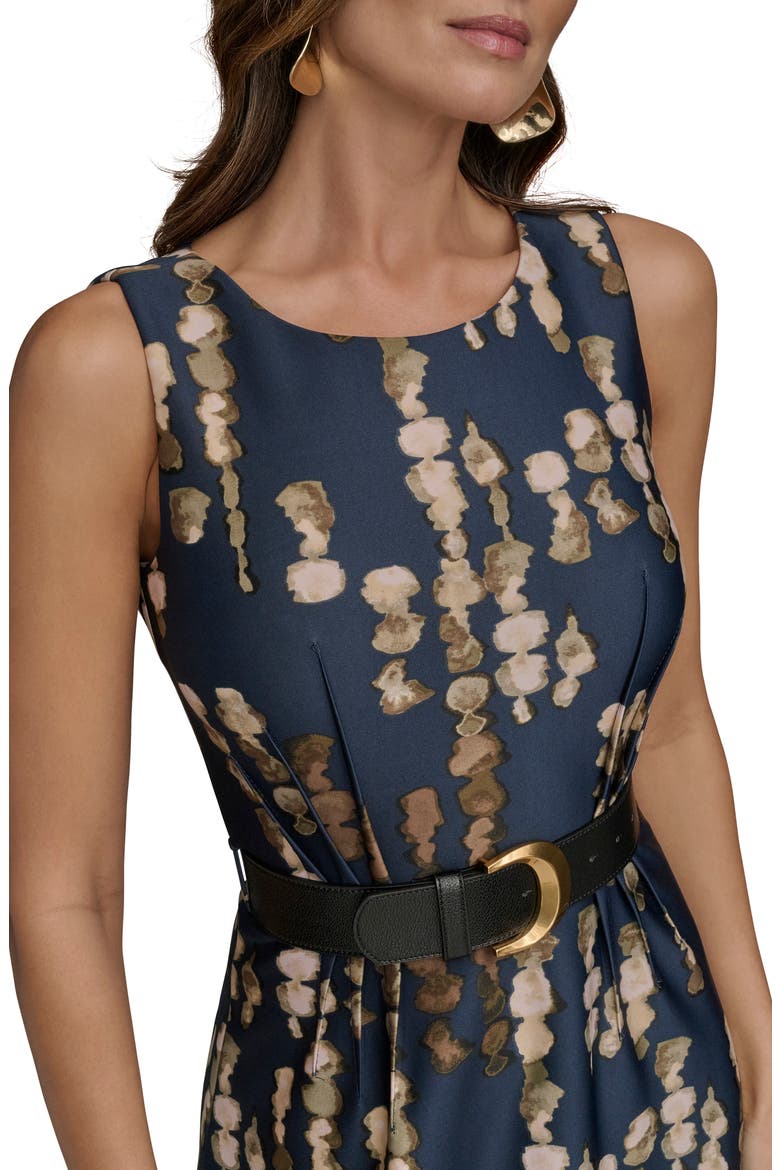 Abstract Print Belted Midi Dress, Alternate, color, ECLIPSE MULTI