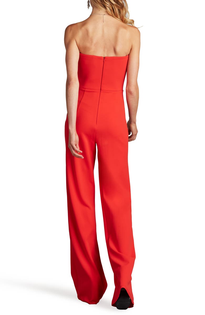 Tadashi Shoji Strapless Front Twist Crepe Jumpsuit, Alternate, color, Red Rose