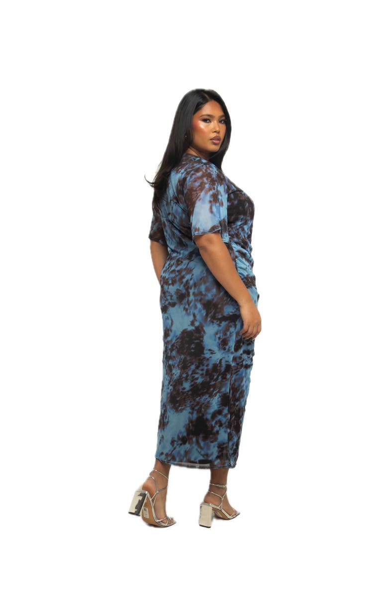 FASHION-SZN CURVE Plus Size Abstract Print Mesh Midi Dress, Alternate, color, Blue