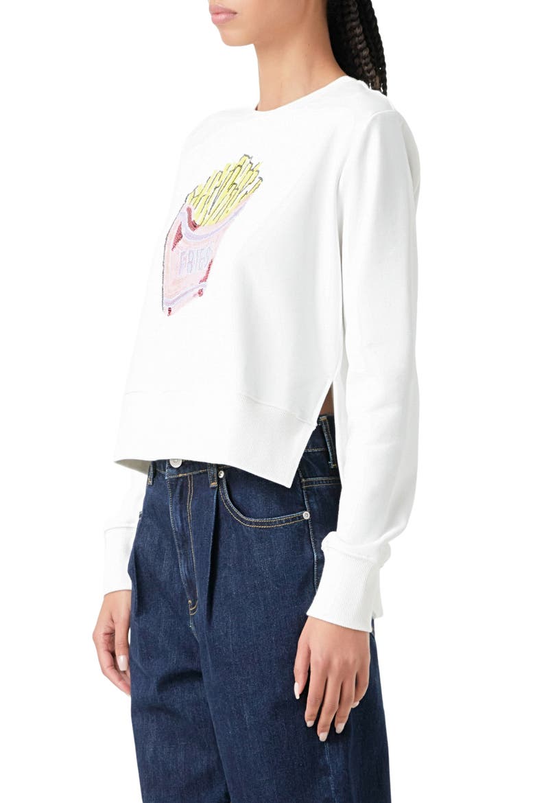 Fries Patch Sweatshirt, Alternate, color, WHITE