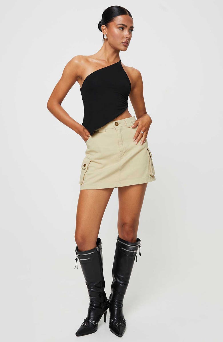 Princess Polly Talfourd One-Shoulder Asymmetric Top, Alternate, color, Black