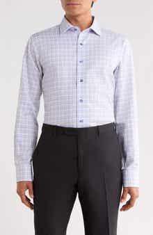 Trim Fit Textured Check Cotton Shirt