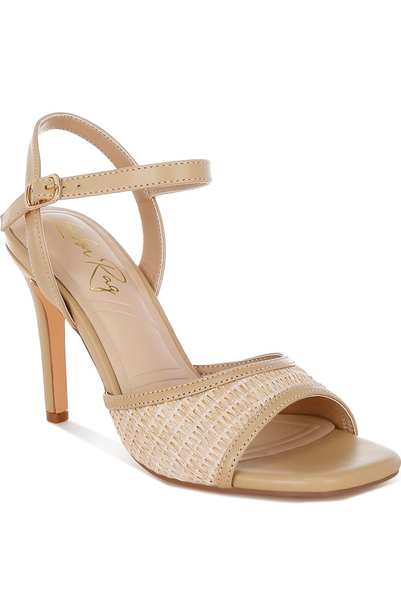 LONDON RAG Vilasta Raffia Stiletto Sandal, Main, color, Beige