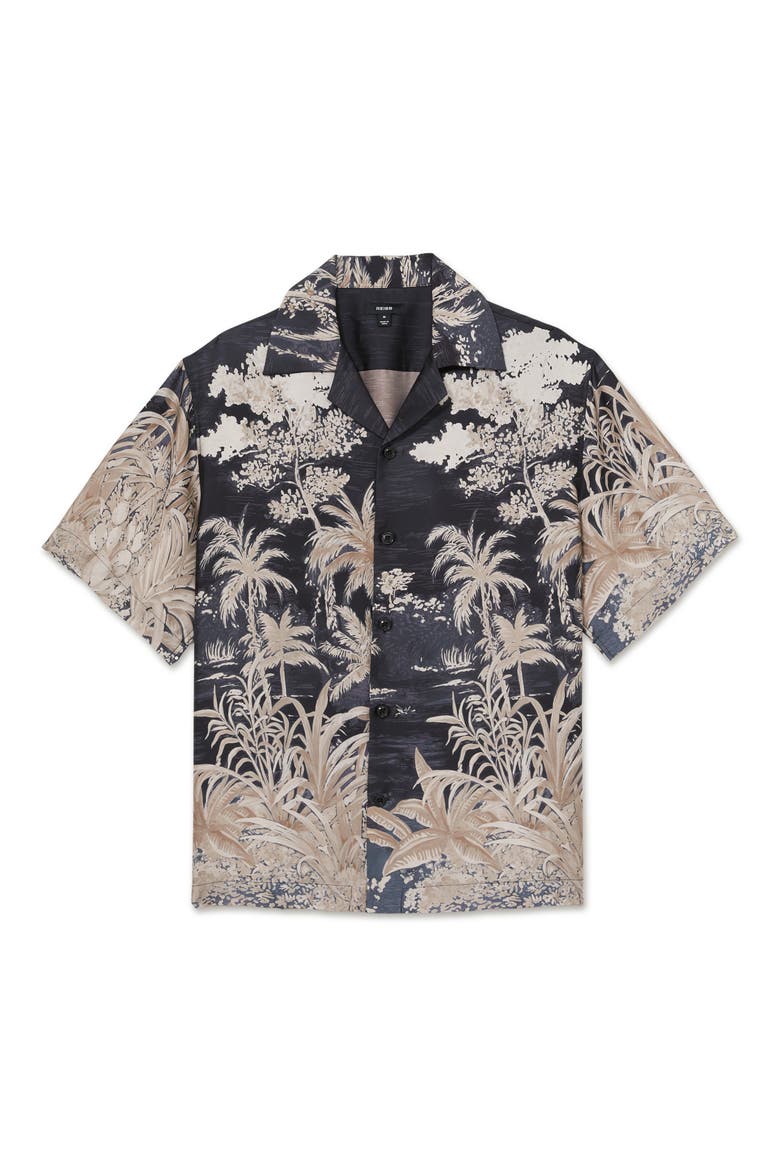 Yoshi Tropical Camp Shirt, Alternate, color, BLACK