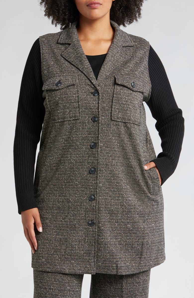 Liverpool Mixed Media Sweater Coat, Alternate, color, 