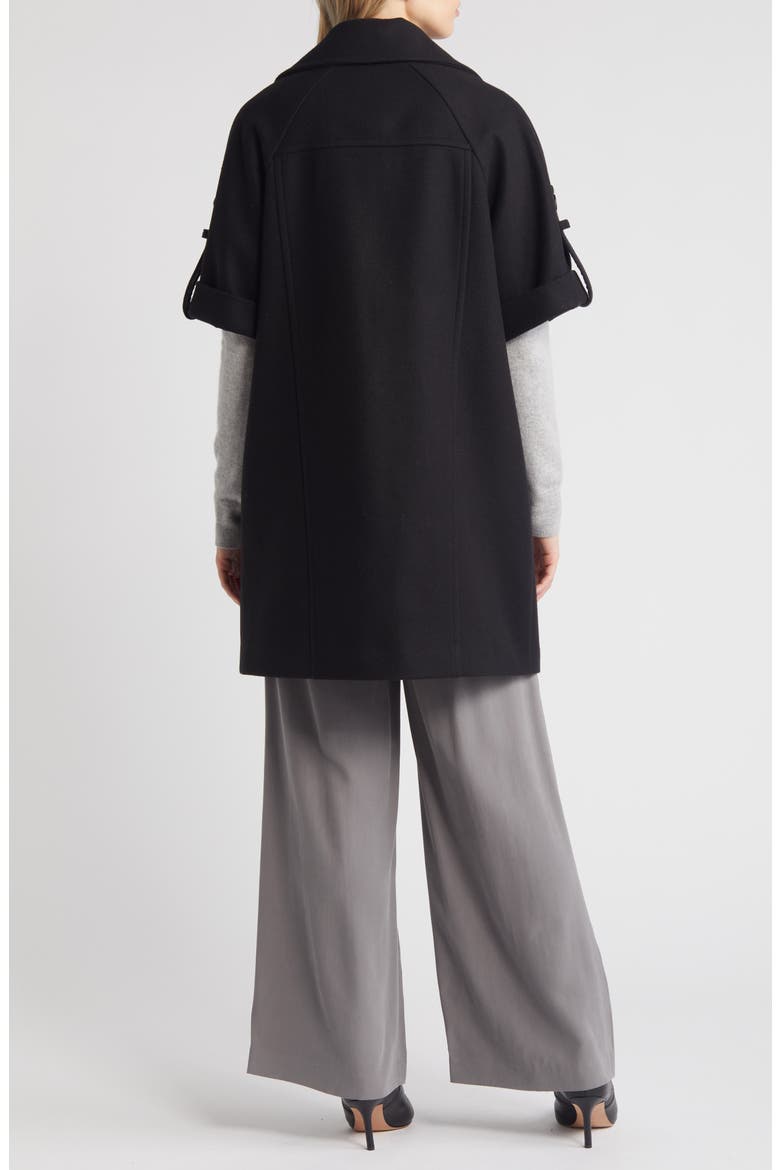 Double Breasted Cape Coat, Alternate, color, BLACK