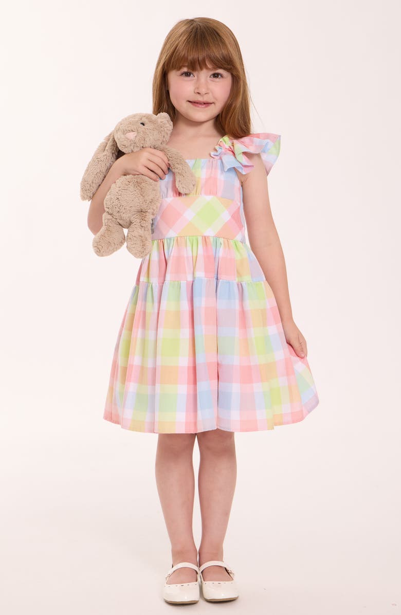 Iris & Ivy Kids' Plaid Flutter Sleeve Party Dress, Alternate, color, Pink Plaid