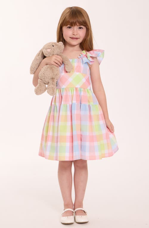 Iris & Ivy Kids' Plaid Flutter Sleeve Party Dress In Pink Plaid