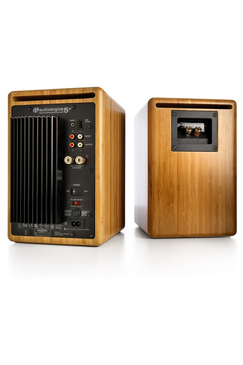 A5+ Classic Powered Bookshelf Speakers, Alternate, color, Bamboo
