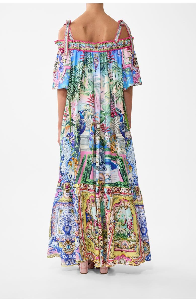 Camilla Long Off Shoulder Frill Dress With Straps Spirit Of Santa Maria, Alternate, color, Spirit Of Santa Maria