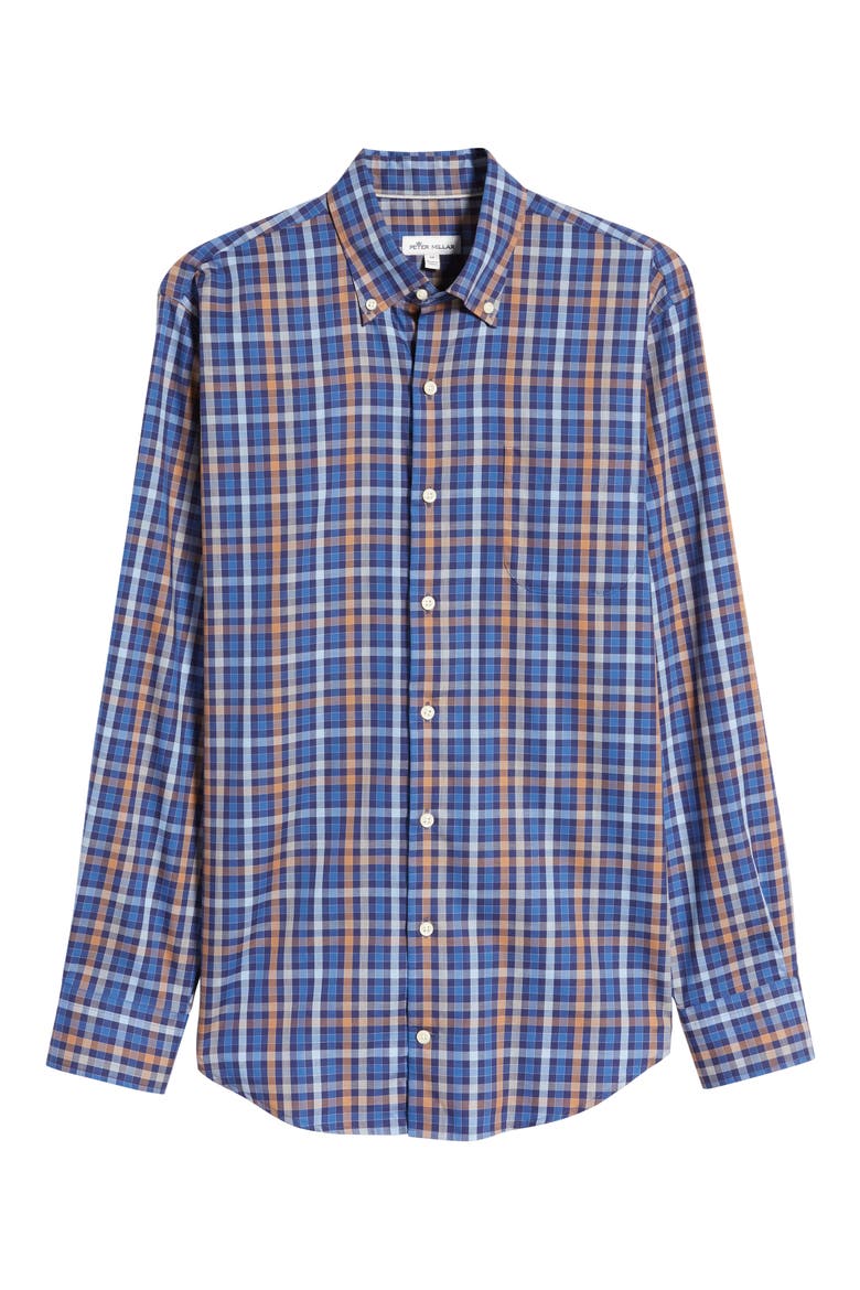 Crown Ease Langley Check Button-Down Shirt, Alternate, color, NAVY
