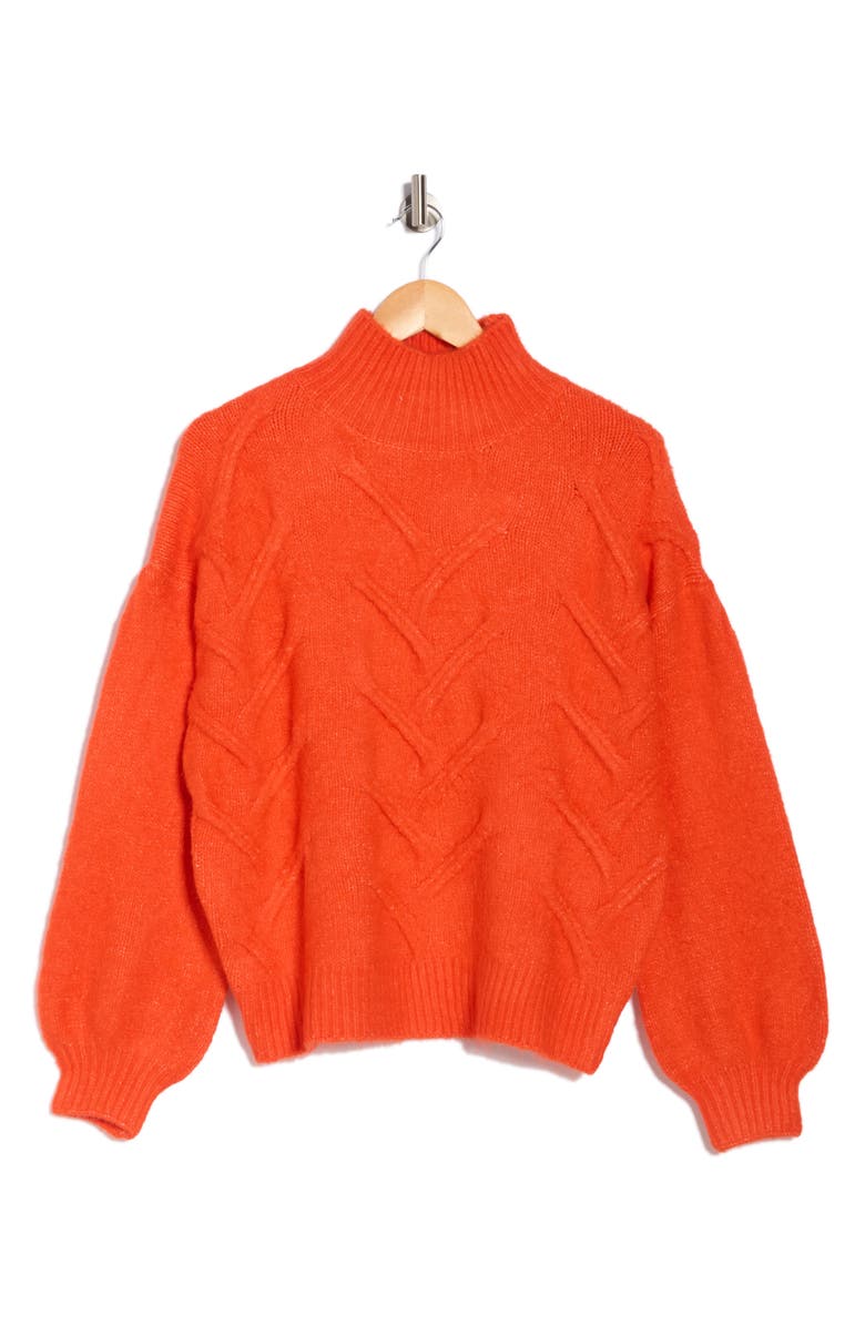 FRNCH Naina Cable Knit Sweater, Alternate, color, Orange