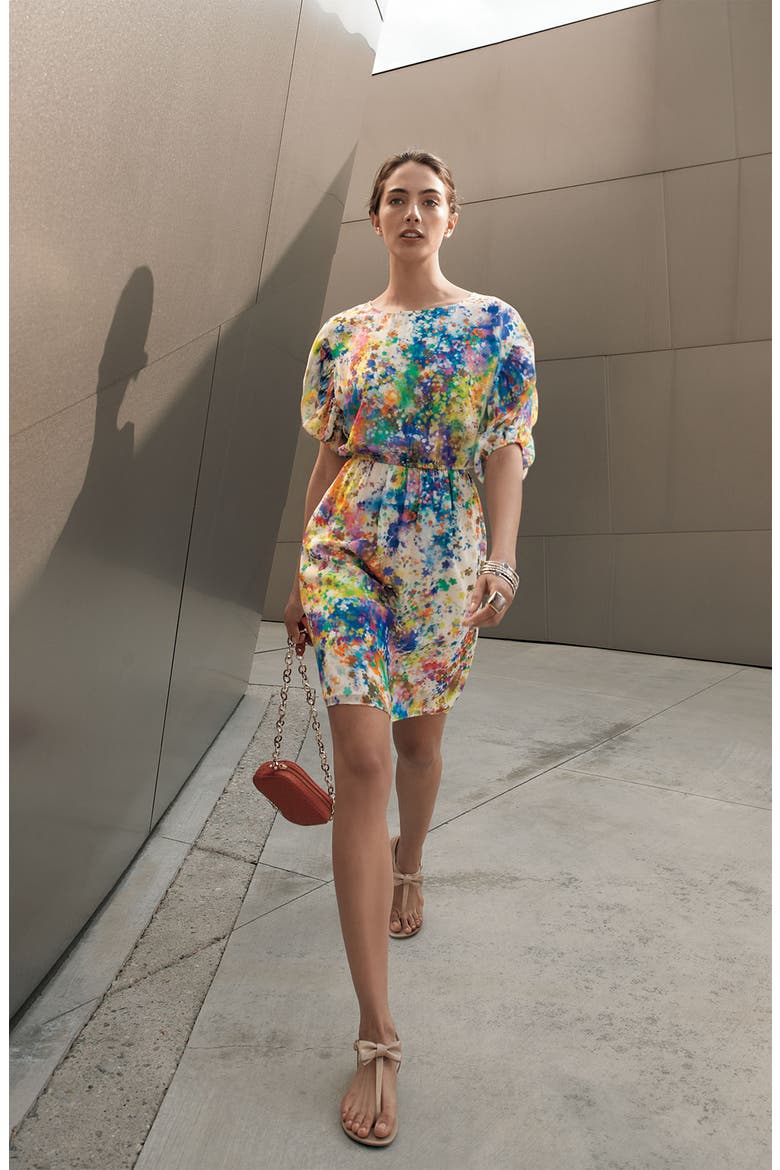 Floral Print Chiffon Dress, Alternate, color, WHITE/ PURPLE