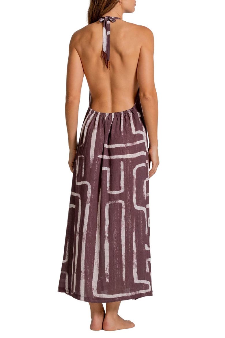 Halter Cutout Cover-Up Maxi Dress, Alternate, color, COFFEE BEAN