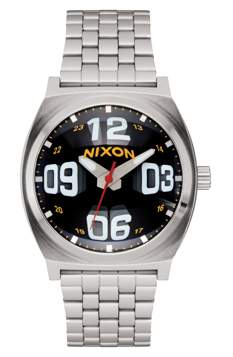 Nixon The Time Teller Fisheye Bracelet Watch, 37mm, Alternate, color, Fisheye / Silver / Black