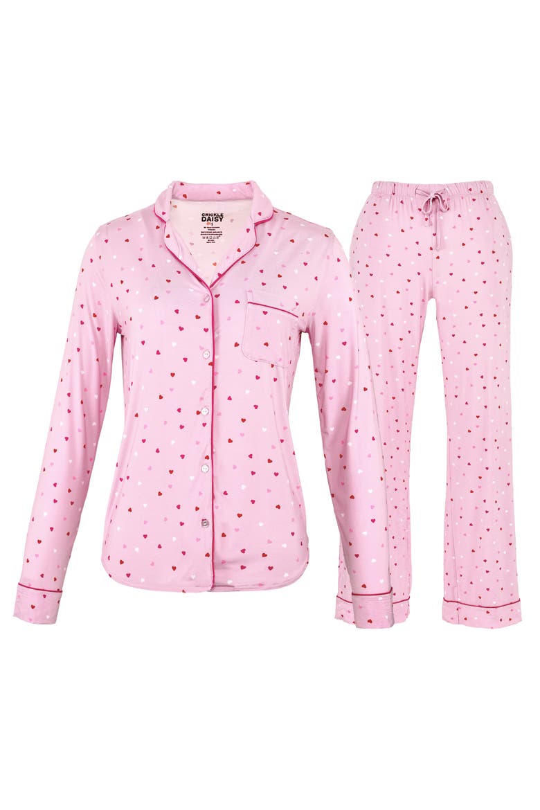 Sweetheart Long Pajama Set, Alternate, color, Light Pink, Red