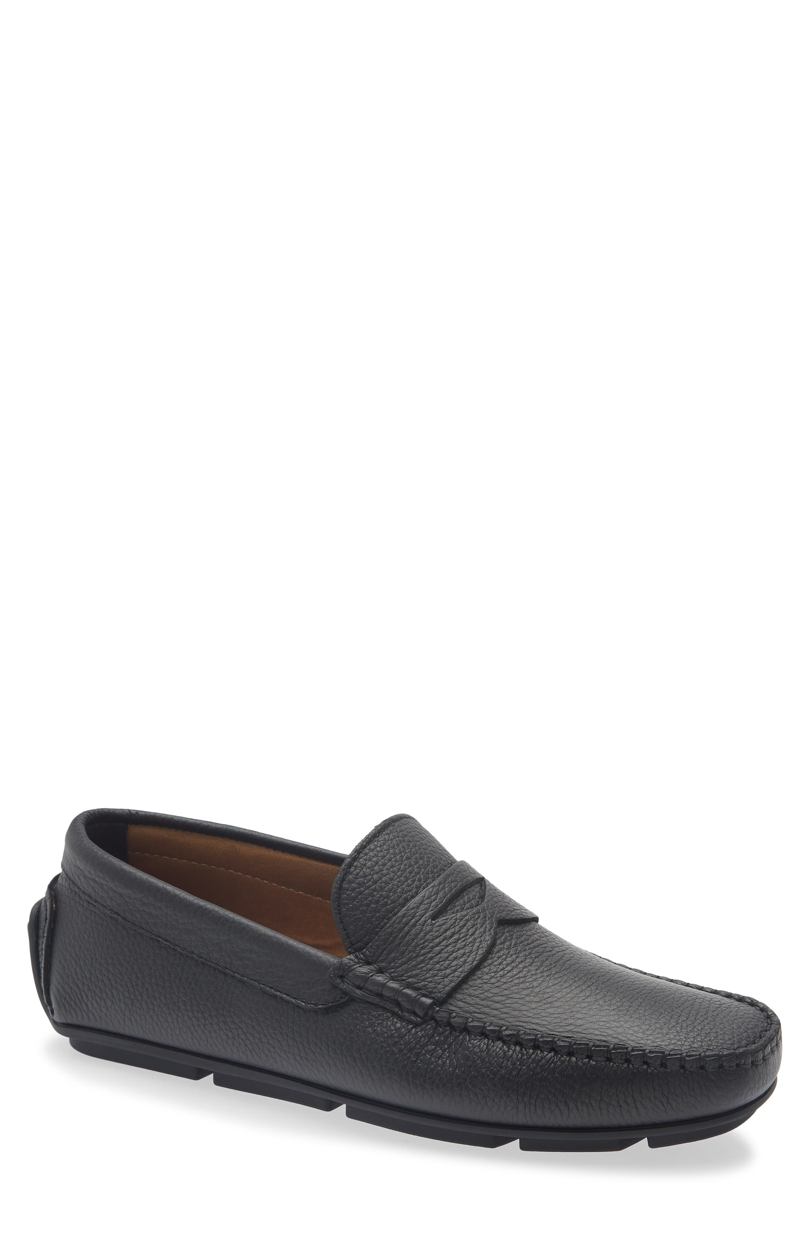 Tommy Perforated Driving Loafer, Main, color, BLACK TUMBLED