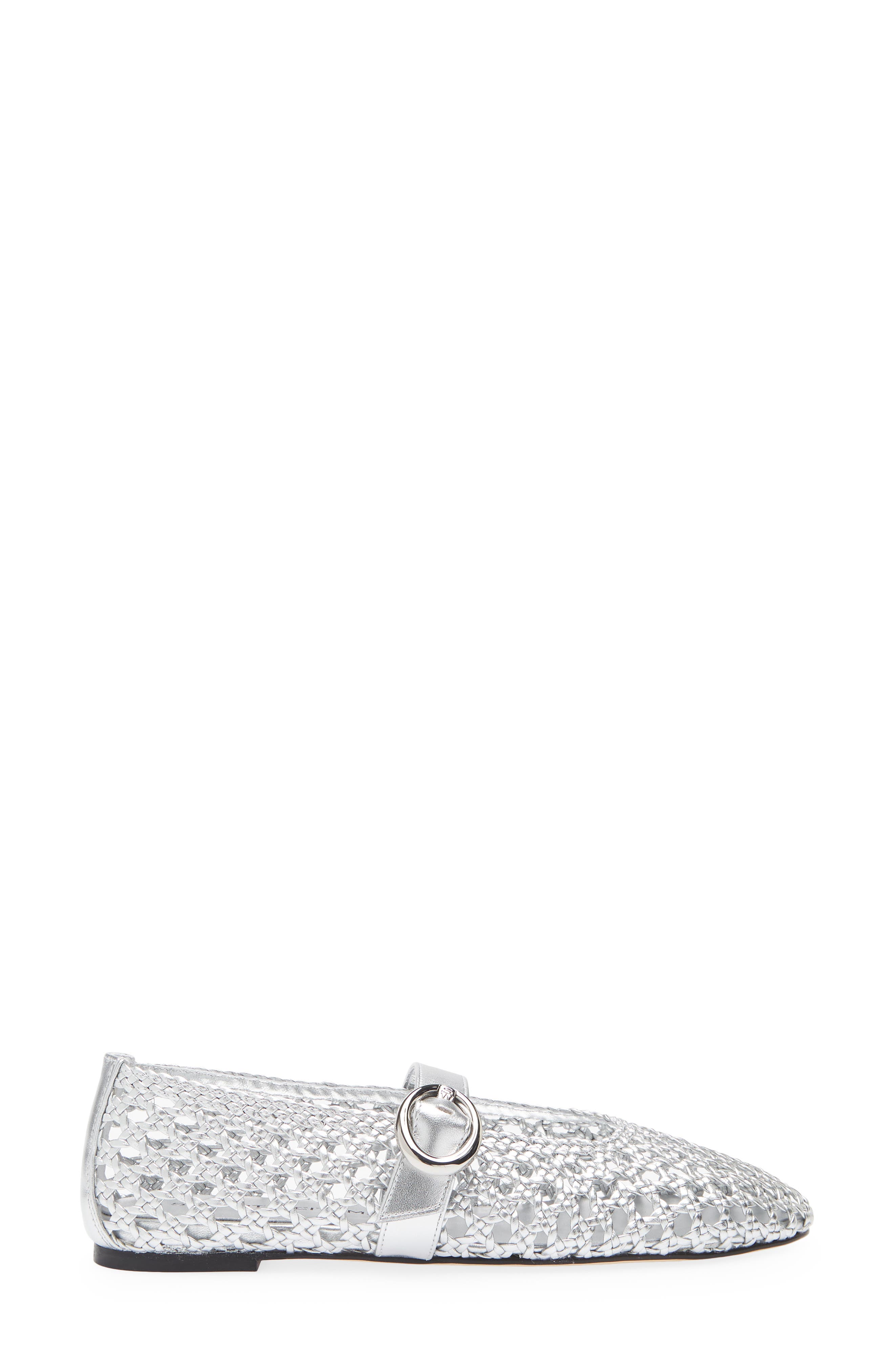 Stuart Weitzman Thea Mary Jane Flat, Alternate, color, Silver