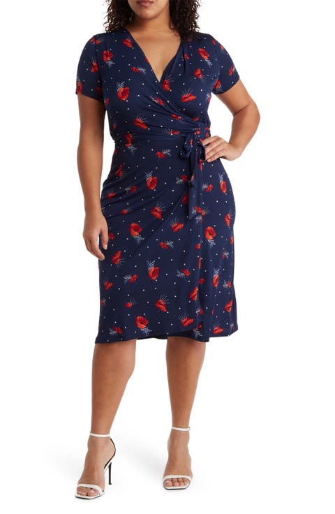 Floral Jersey Wrap Dress (Plus Size)